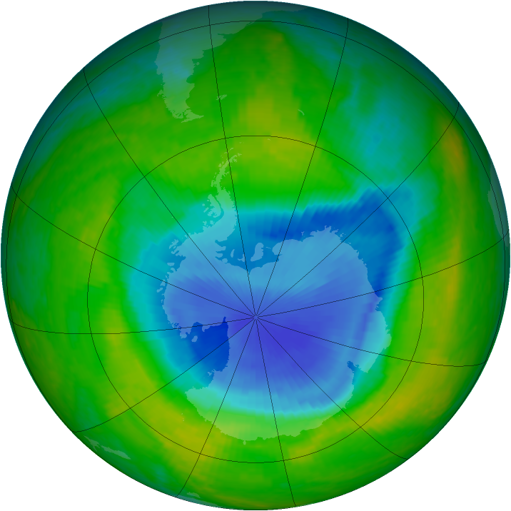 Antarctic ozone map for 20 November 2003